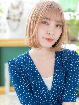 カバーヘア ブリス 戸田公園西口店(COVER HAIR bliss) 韓国風ハイトーンカラー切りっぱなしボブh3戸田公園10代20代30代