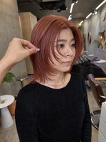 ソルトウォーター(SALT WATER)&nbsp;オレンジカラー　レイヤーボブ　顔まわりカット