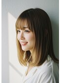 ロングヘアー/透明感ベージュカラー/小顔ウルフレイヤー/越谷