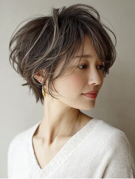 ハーツ(Heart's) ミセスショート×白髪ぼかしカラー３０代４０代５０代６０代