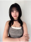 韓国前髪顔周り×ハッシュレイヤー　暗めカラー/酸性ストレート