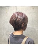 【白髪ぼかし】丸みショート×ハイライトピンクベージュ