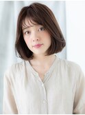 ツヤ髪シースルーバング暖色系カラー小顔ボブs小山30代40代