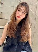 ダークパープル/クラゲカット/顔周りレイヤー/ミルクブラウン