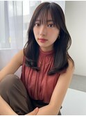 おろし前髪　内巻き　レイヤー　暗髪