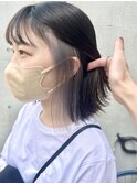(土橋)イヤリングカラー ボブ シルバー ハイトーン ケアブリーチ