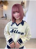 ピンクカラー/ハイトーン/ブリーチ2回/ハイトーンボブ