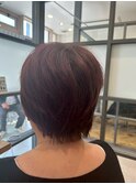 30代40代50代赤みブラウン小顔マニッシュワンレンボブ