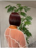 【qumu 横浜】ぱっつんボブ×レッドカラー