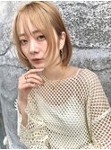 ホワイトグレージュミニウルフチェリーブラウン天使の羽バング
