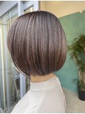 大人ボブミニボブ切りっぱなしチャコールグレー◎20代～50代