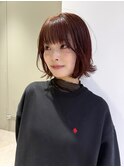 【暖色カラー】外はねボブ×レッドブラウン(大手町)