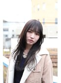 艶髪グレージュ小顔レイヤー/シースルーバング