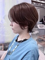 インスヘアー 梅田(INCE HAIR)&nbsp;小顔見え丸みショートボブ30代40代人気ベージュ