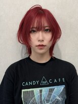 エル オオサカ 心斎橋店(L. OSAKA)&nbsp;101. レイヤーカット×デザインカラー/ワインレッド/前髪