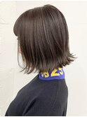 グレージュ・ハイライト・外ハネボブ・外国人風・透け感
