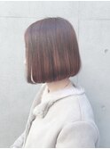 20代30代大人前下がりナチュラルボブ　ハイライト　前髪エクステ