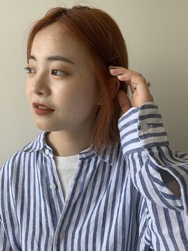 ジュノ イオン鹿児島店(Juno) アプリコットオレンジ×ぱつっとミニボブ