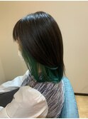(ayame巣鴨)インナーカラー_グリーン_カラーバター_ケアブリーチ