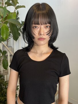 アクアオモテサンドウ(ACQUA omotesando) △ブリーチなしオリーブグレージュレイヤーカットウルフカット