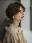 ★グレージュデザインカラーハッシュカットツートンカラーボブ