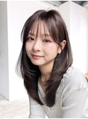 グレージュロング韓国ヘア顔周りレイヤー_F41126