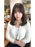 ハッシュカットフルバング似合わせカットレッドブラウン