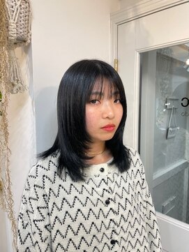 シンク オモテサンドウ(sync omotesando) レイヤーカット地毛風艶カラーブルーブラック