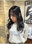 ダークグレー地毛風カラー就活カラーブルーブラック透明感カラー