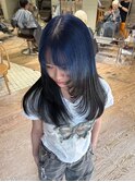 ネイビーカラーブルージュカラーエンドカラールーツカラー青髪