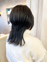 キャアリー(Caary) 福山美容室Caaryくらげミディアムウルフブルーブラック20代30代4