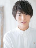 厚めバングが新鮮!黒髪フェザーマッシュA