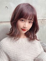 サロウィンフレンテ 新宿三丁目(SALOWIN Frente)&nbsp;石塚／韓国風外ハネウェーブピンクブラウンボブ10代20代30代新宿
