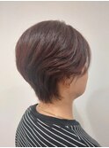 赤み消しカラークールショート顔まわりレイヤーブラウン