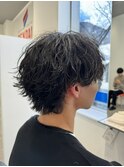 緩め波巻きパーママッシュウルフツイスパメンズヘア仙台