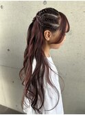 コーンロウ【キッズ学生ダンス】ハーフアップ★ロングウェーブ