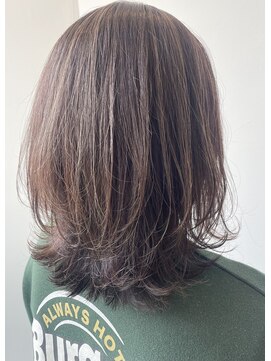アルファ(Hair Salon alpha) 【大人可愛い】ハイライト×ミディアムレイヤー 白髪ぼかしも◎