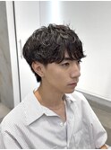 大分ゆるめルーズパーマメンズカットラウンドマッシュウルフ