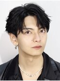 韓国ヘアコンマバング韓国マッシュセンターパートフェザーパーマ