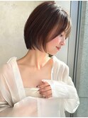 前下がりひし形ショートボブ30代40代50代くびれヘア丸顔面長銀座