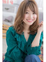 ミック 日暮里店(miq)&nbsp;フレンチガーリー斜めバング流れるレイヤーアンニュイヘアc1