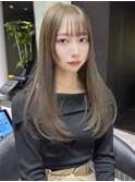 ストレートヘア レイヤーカット ワンホン 姫カット 顔周りウルフ