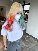 インナーユニコーンカラー/ケアブリーチ抜きっぱなしデザイン/