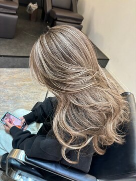 ブレンド 渋谷(BLend) 前髪ハイライトカラーこなれミディイメチェンウェーブパーマ