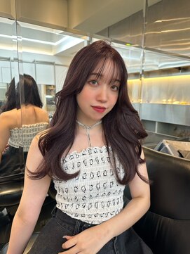 ノク(nok) ラズベリー ブラウン_黒髪ボブルフネビージュ小顔ワンレン