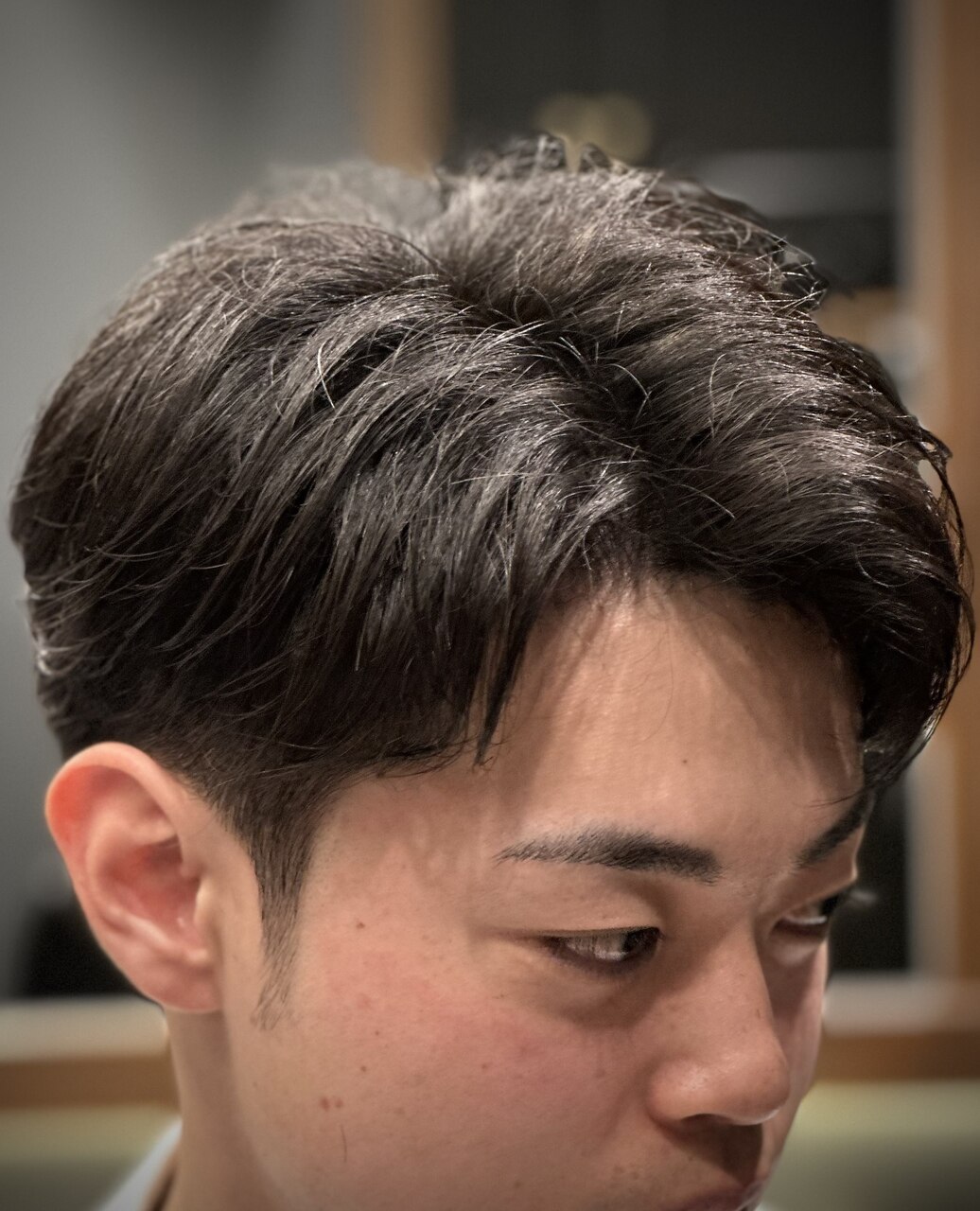 フェザーパーマ メンズパーマ ビジネス 七三 刈り上げ：L244303623