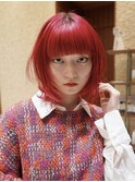 落とせる赤/落ちる赤/レッドカラー/赤髪/ボブウルフ/レイヤー