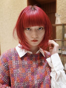 ピークアブー 原宿ハラカド(PEEK-A-BOO) 落とせる赤/落ちる赤/レッドカラー/赤髪/ボブウルフ/レイヤー