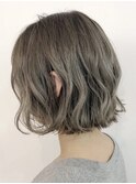 横浜西口白髪ぼかしタッセルボブオリーブベージュカラー40代50代