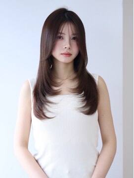 アース コアフュールボーテ 長岡店(EARTH coiffure beaute) ナチュラルベージュ_ヨシンモリ_顔周りレイヤー_レイヤーカット